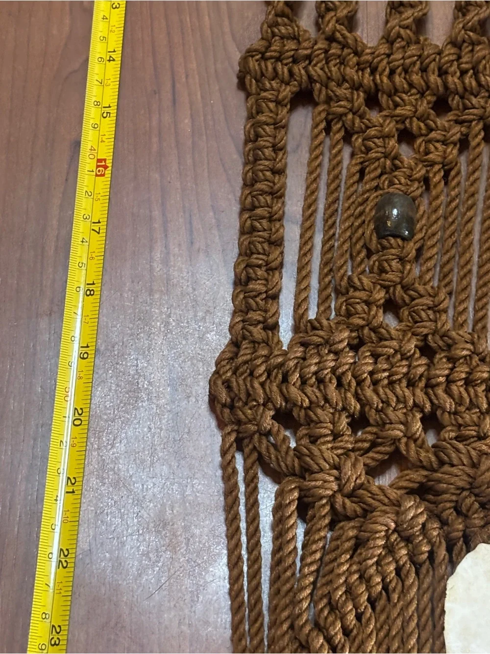 Vintage Macrame Wall Hanging with Sand Dollar Accent